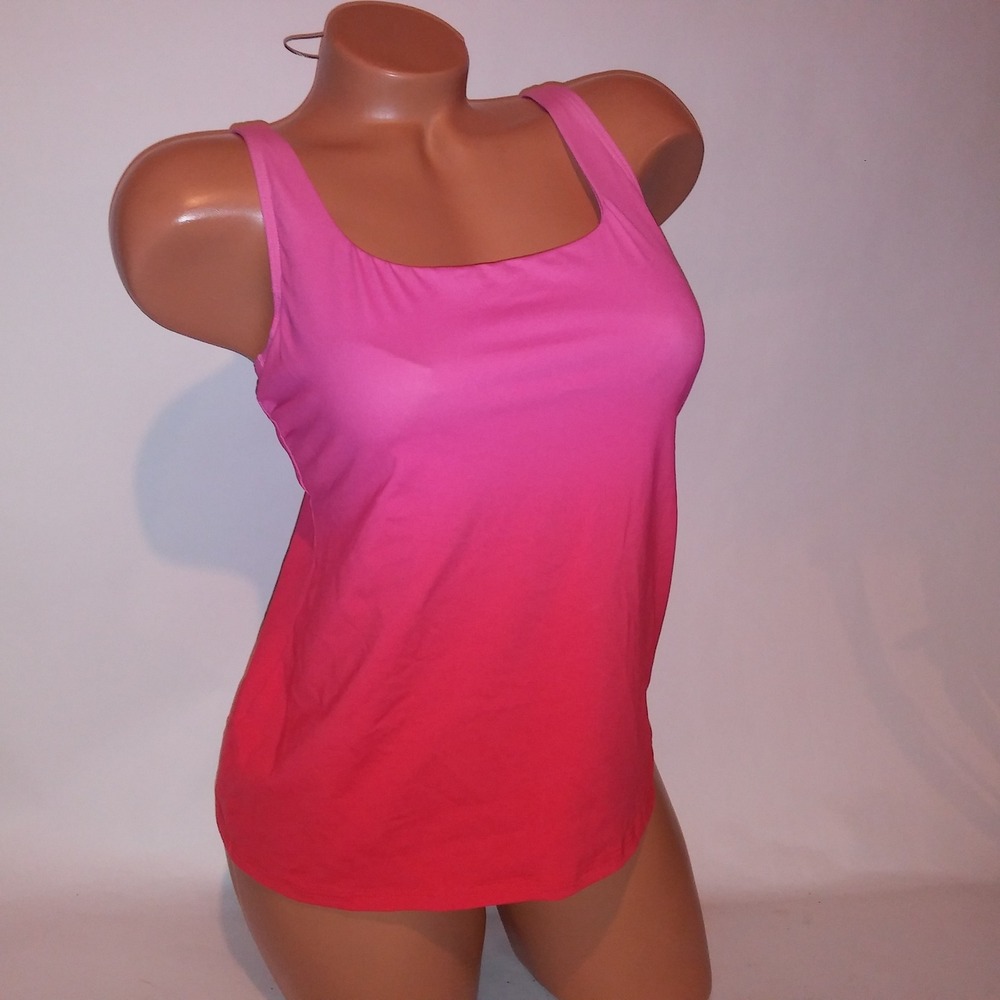 Lands End Swim Tankini Top Size 8 Pink Ombre Removable Padding Underwire